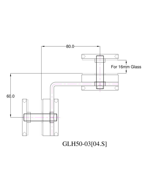 Fiksaator 50mm klaas-klaas 90 kraadi, AISI 304 Klaasklambrid ja punktkinnitused