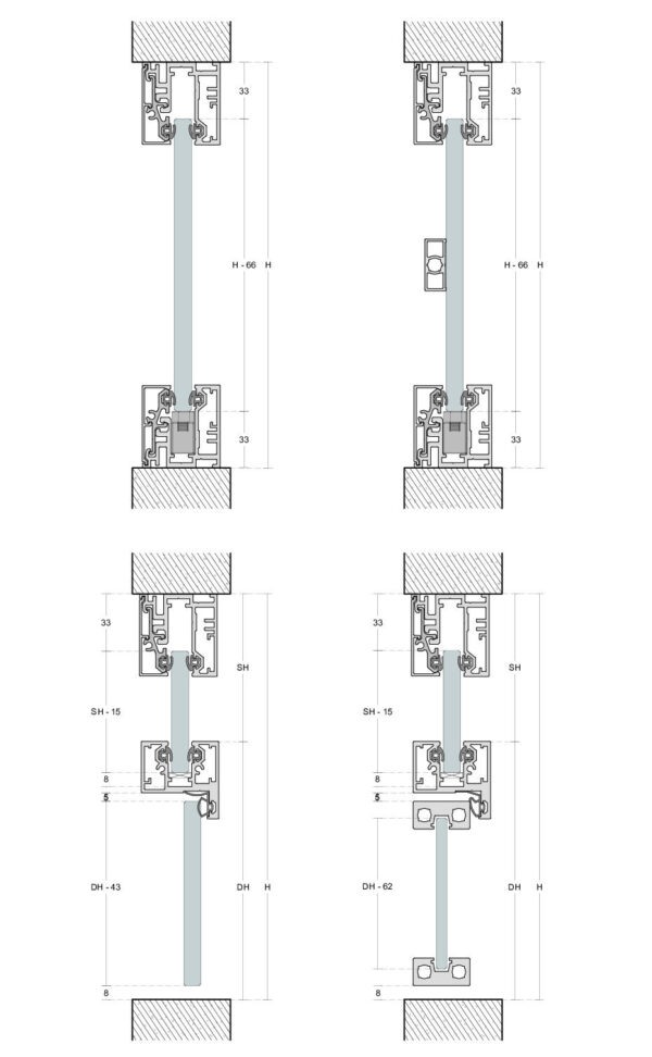 Klamberprofiil 45x48mm. L-2900mm ja/või L-5800mm Klaasuste ja klaasseinte profiilid