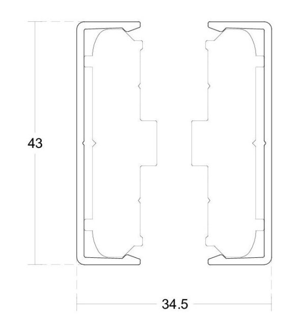 Jatku klamberprofiil 35x43mm, L-2900 ja/või L-5800mm Klaasuste ja klaasseinte profiilid