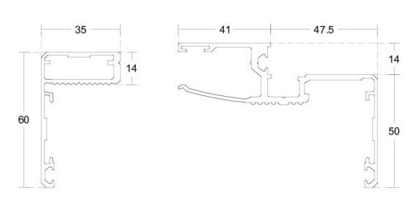 Teleskoop klaasukseleng 75-106mm, L-5800mm Klaasuste ja klaasseinte profiilid