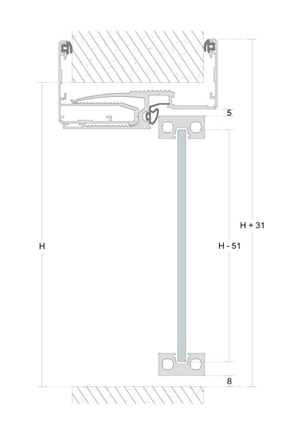 Teleskoop klaasukseleng 100-130mm; 130-160mm; 160-195mm, L-5800mm Klaasuste ja klaasseinte profiilid